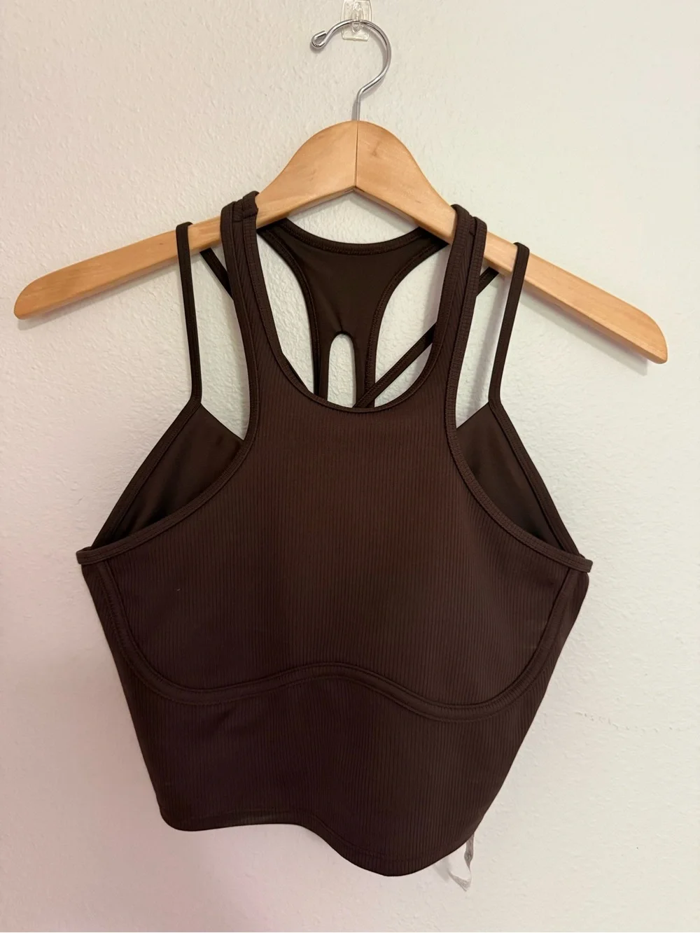 ALO Yoga Enchanted Ribbed Airlift Bra Tank — Chocolate Brown